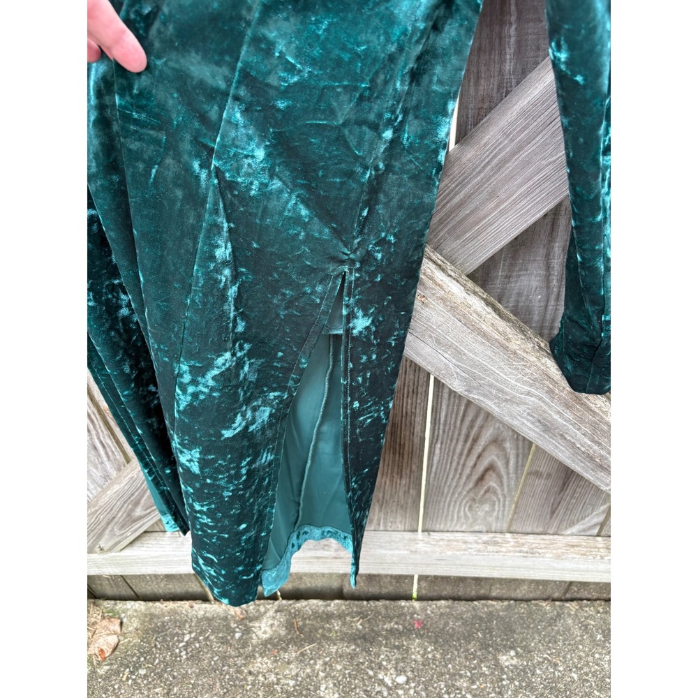 Cato Women XL Teal Crushed Velvet Duster Cardigan Open Front Longline Blazer - Picture 8 of 10